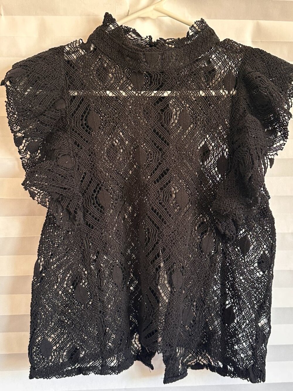 Sweet & Sinful Black Lace Top Button Back Blouse Size Large